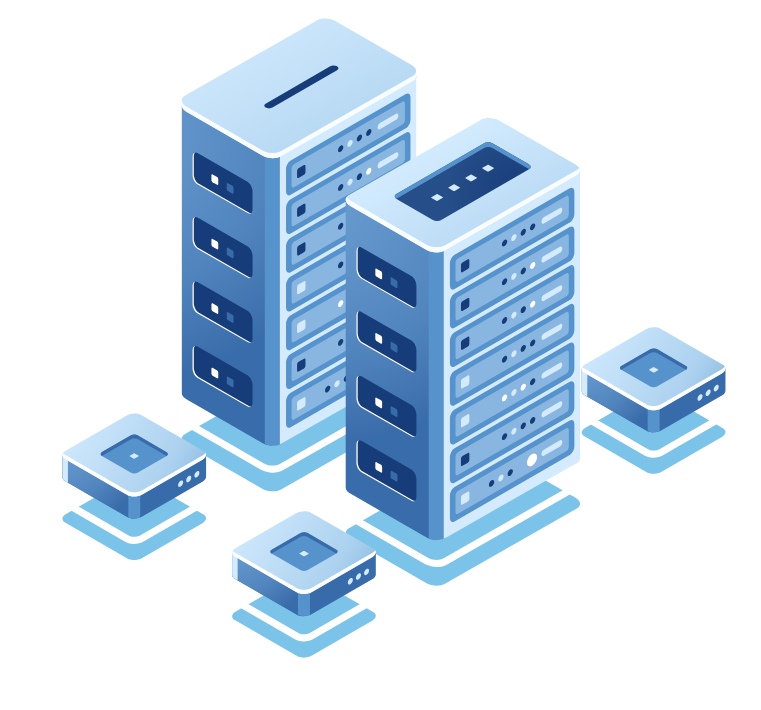 Enterprise cloud hosting infrastructure with high-performance server racks
